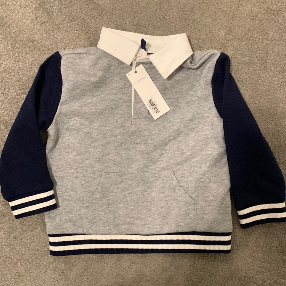Janie and Jack Gray and Navy Kids Shirt
